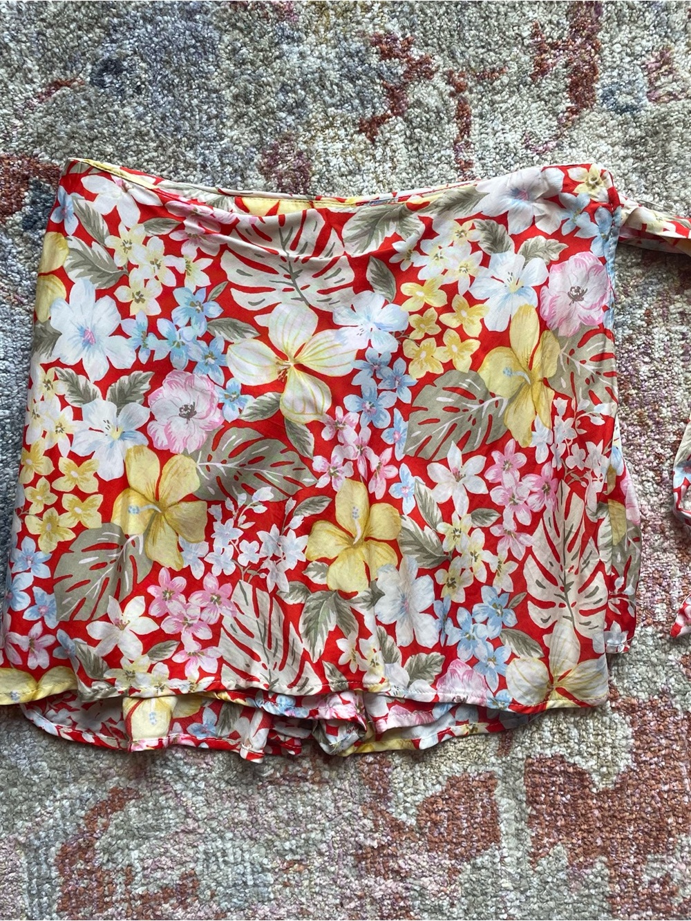 Forever 21 satin tropical floral print wrap skort mini skirt M